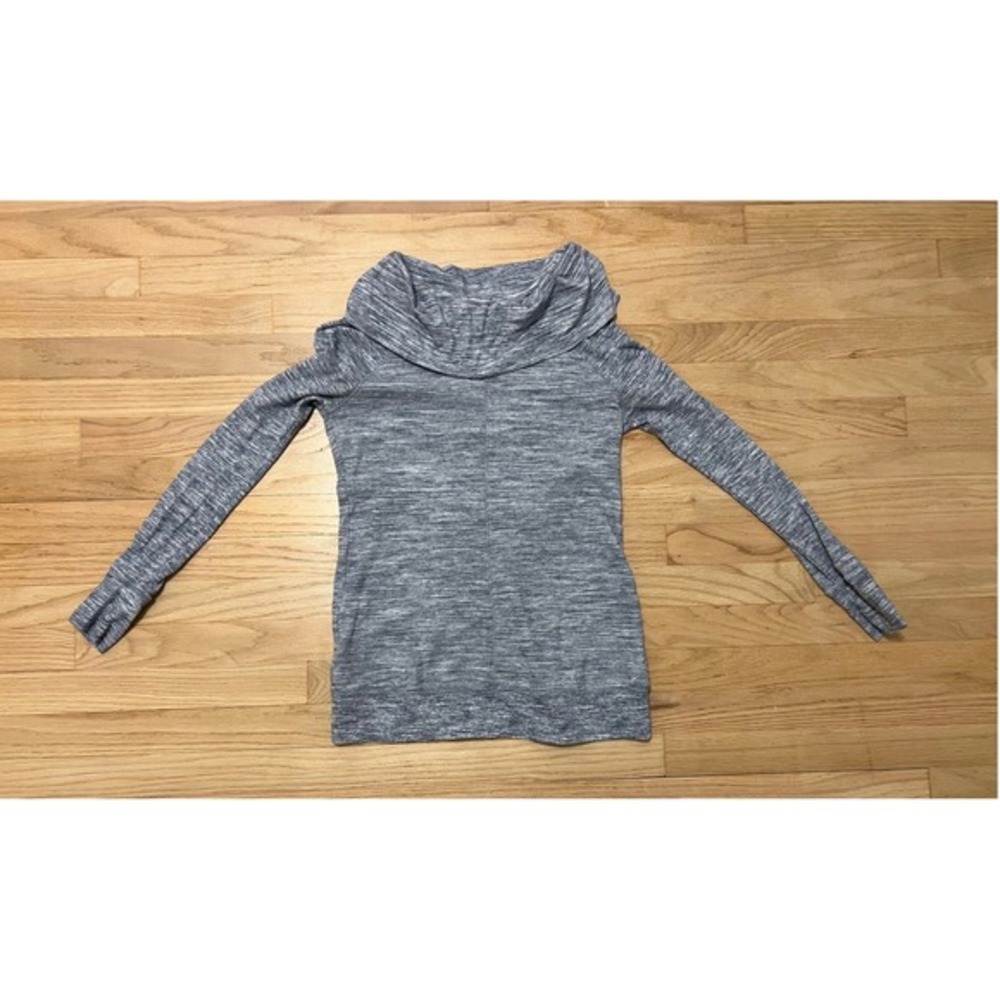 Eddie Bauer Womens Blue Space Dye Cowl Neck Pullover Waffle Knit Top Medium